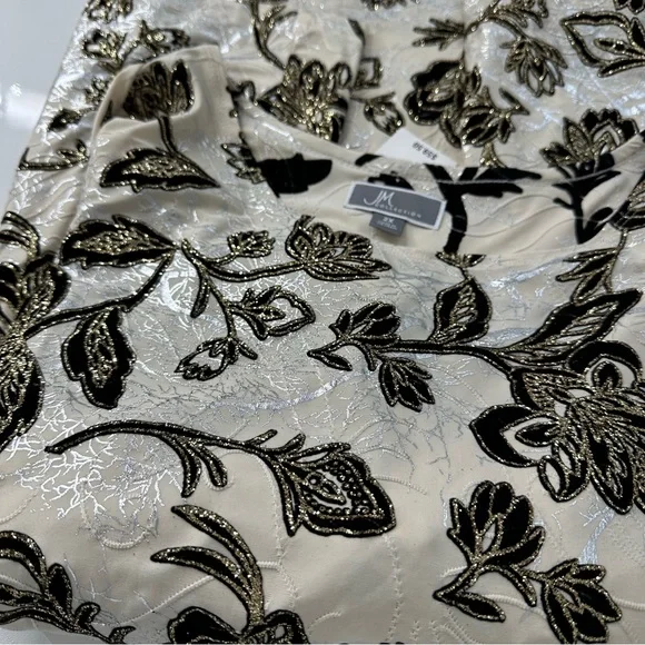 JM COLLECTION dress blouse Elegant black cream shimmer party top BEAUTIFUL 2X - Picture 11 of 13